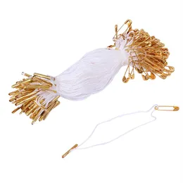 1000 Stück 10 5 cm weiße Hängeetikettenschnur mit goldfarbener Messing-Sicherheitsnadel, gut für Kleidungsstücke, 320 W