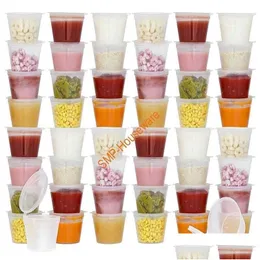 Disposable Dinnerware 50Pcs Bpa- Baby Storage Containers With Hinged Lids Travel Snack Cups Store Homemade Organic Purees1 Drop Deli Dhtll