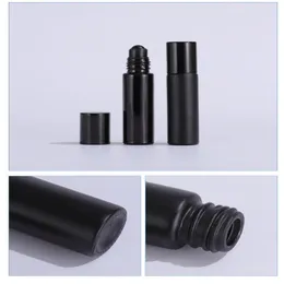 Wholesale Black Glass Roll On Bottles 1 3 OZ with Aluminum Lids And Gemstone Ball For Skin Care Essence Cream Rolling Dufwr