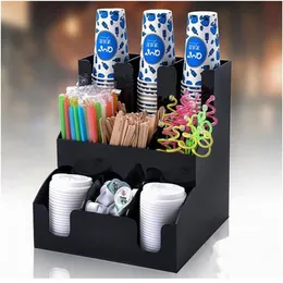 NOUVEAU Tasse Couvercle Distributeur Organisateur Café Condiment Titulaire Caddy Tasse À Café Rack new242A