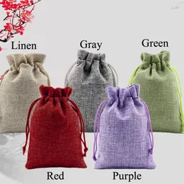 5 Color 50pcs Jewelry Packaging Pouch 7x9 10x16 13x18cm Wedding Hessian Burlap Favor