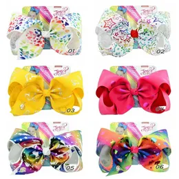 Jojo Bows Rainbow Unicorn Girl شعر الطفل أقواس Barrettes 8 بوصة Jojo Siwa الشعر إكسسوارات عيد الميلاد هدية 10pcs190y