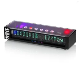 테이블 시계 오디오 스펙트럼 디스플레이 RGB 홈 장식 클럭 마이크 라인 사운드 레벨 미터