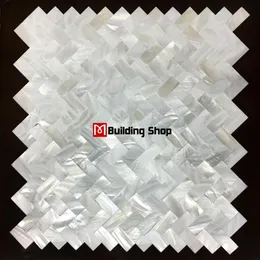 Herringbone 그라우트가없는 진주 타일의 어머니 Backsplash White Shell Mosaic Mop124 욕실 벽 타일 273r