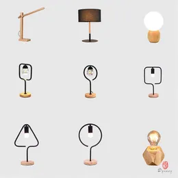 Personality Wooden Table Lamp Mini Decorative desk Lights Designer Bedroom Reading Lighting Fixture Multi Design Optional Dynasty 236E