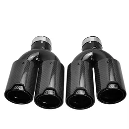 Universal M Performance Dual 80mm outlet Exhaust Pipe Carbon Fiber Black Stainless Steel End Tips car Muffler for BMW Series modif307d
