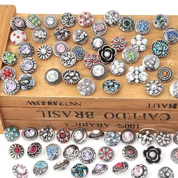 50PCS 12MM Rivca Snaps Button Rhinestone Loose Beads Mixed Style Fit For Noosa Bracelets Necklace Jewelry DIY Accessories Christma248a