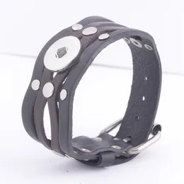 Mais recente moda masculina feminina pulseira de couro genuíno de encaixe de gengibre Diy Snap jóias pulseiras pulseiras de encaixe de 18 mm de encaixe de gengibre Char263U