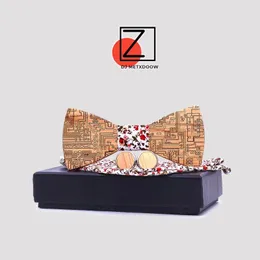 Bow Ties Zintegrowana tablica obwodu dżentelmena ręcznie robione na przyjęcie weselne z motyla drewniane krawat dla mężczyzny set cadeau homme