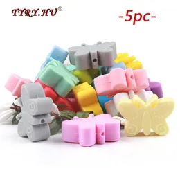 TYRY HU 5PC lot Mini Butterfly Silicone Loose Beads Grade Baby For Teething Beads DIY Necklace & Jewelry Making BPA 1251m