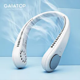 Andra hem Garden Gaiatop Portable Neck -fläkt USB -uppladdningsbar bladlös Mini Electric Fan Silent Neckband bärbar kylfläkt för sportresor 230719