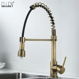 Ellen Antique Bronze Kitcheta Kuche Mikser Zimna wodę Tap Sprężyna Mosiężna MASSK MOTER ZIMOWANIE KREUKTY EL9009A289Q