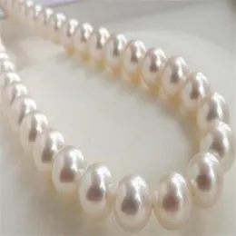 Rapido enorme natural 10-11 MM ronda perfecta del Mar del Sur genuino blanco perla collar de 17 339o