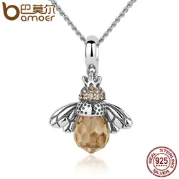 Pandora 925 Sterling Silver Lovely Orange Bee Animal Pendants Necklace for Women Fine Jewelry whole292n