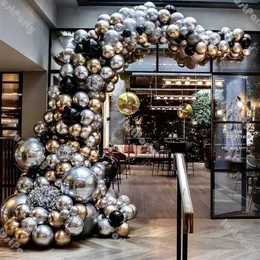 192 Stück Metall Silber Luftballons Girlande DIY Hochzeitsdekorationen Chrom Gold Champagner Mattschwarz Ballonbogen Geburtstag Party Dekor X3332