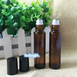600 st/Lot Amber Glass Roll på flaska 15 ml (1/2oz) Essentialolja tom aromaterapi parfymflaska 15 ml med metallrullkulfri DHL WMNF