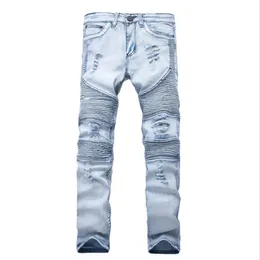 2021 Representar calças de roupas slp azul preto destruído masculino jeans magro reto motociclista jeans skinny masculino jeans rasgado 242B