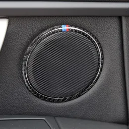 4st bilstyling kolfiber bildörrhögtalare ring interiörklistermärke för BMW F30 320i 325i F34 3GT 3 -serie Tillbehör202U