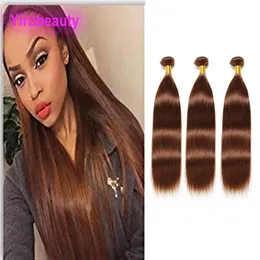 Brazilian Virgin Hair Extensions 4# Pure Color 3 Bundles Silky Straight 100% Human Hair Wefts 4 Color 10-28inch174O
