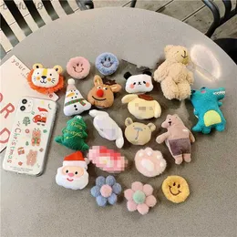 Cartoon Plush Universal Mobile Phone Ring Holder Cute Cellphone Stand Holder Foldable Grip Socket for Iphone Samsung Accessories L230619