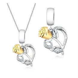Fit Original Pandora Charm Bracelet 925 Silver Rose Flower Zircon Pendant Bead Making Reflexion Craved Love Forever Berloque2562