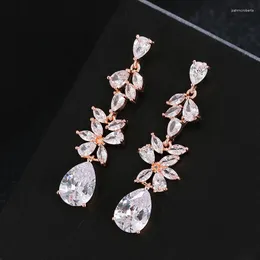 Dangle Earrings GMGYQ Fascinating Design Long Noble Cubic Zirconia For Women&Girls Elegant 3 Colors Choice Wedding Party Gift