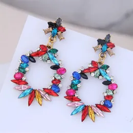 Dangle & Chandelier 2021 Bohemian Drop Earrings For Women Geometric Colourful Crystal Rhine Stone Earring Fashion Jewelry Accessor2672