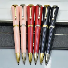 Kampanj Pen 6 Färger Metal Ballpoint Pen Roller Ball Pen With Pearl Clip High Quality Lady Refill Pens Gift239m