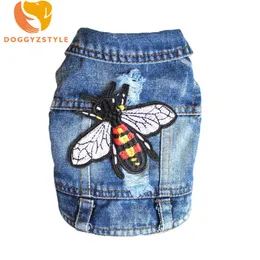 Colete jeans bordado para cachorro de estimação roupas com buraco camiseta de cowboy fantasias para cães pequenos design animal jaqueta jeans para cachorro 216Y