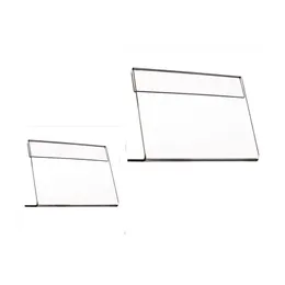 1 Svets L -formad klart akrylplastskylt Display Pappersetikettkort Tag Holder Stand Horisontellt på bordet Small T2mm 30pcs304F