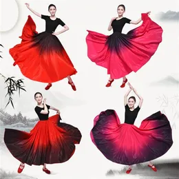 Bühnenkleidung Spanien Stierkampf Flamenco Kleid Frauen Gypsy Tanzkostüm Folk 360 540 720 Grad Rock Ballsaal Bauch Vestidos Flame273Y