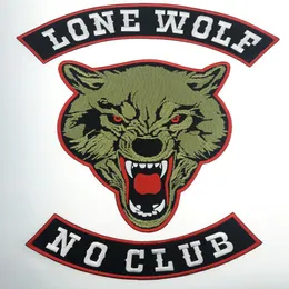 Moda samotny wilk lone wilk no club mc motocykl haftowane plastry żelazo na kurtce kamizelka jeźdźca