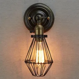 Vägglampor edison vintage ljuskronor rustik tråd hängande industriell bur ljus sovrum korridor275d