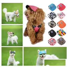 Hundkläderhatt med öronhål Summer Canvas Baseball Cap för små husdjur utomhus tillbehör vandringsprodukter 11 stilar droppleverans dhtn5