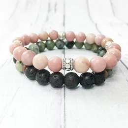 MG0556 Rhodonite Lava Stone Par Armband Högkvalitativt afrikansk turkosa armband Natural Stone Handgjorda smycken hela222V