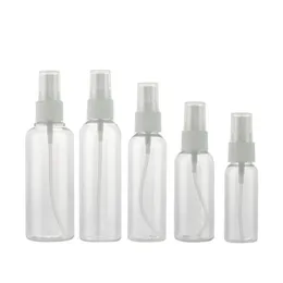 Garrafas de spray vazias portáteis transparentes para viagem 10ml 20ml 30ml 50ml 60ml 80ml 100ml Plástico PET Cosmético Perfume Atomizador Frasco DHL Grátis Shipp Mwwm