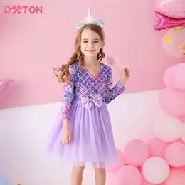 dxton Birthday Girls Dresses Longeeve Kids Dress for Girls Party Costumes Dress with Autumn Winter Childr