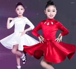 Stage Wear Kids Latin Dress Girls Dance Competition Costumes Abbigliamento da ballo per bambini per il rosso