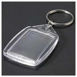 50 Pcs Clear Acrylic Plastic Blank Keyrings Insert Passport Po Keychain Keyfobs Keychian Key Chain Ring2458