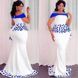 2022新年のASO EBI Styles Mermaid Evening Dresses Peplum 2022 Off Off Shouldell Lace Floral African Nigerian Occa348V