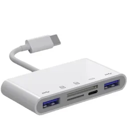 Piasty USB Type C Reader karty USB-C do SD TF USB3 0 Porty Połączenie 5 w 1 Smart Memory Cards Readers Adapter dla MacBook Pro Type-247W