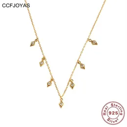 Цепочки CCFJOYAS 925 Серебряный серебряный серебряный кисточный ожерелье для женщин Европейская и американская мода дикая клавиля цепь 278D