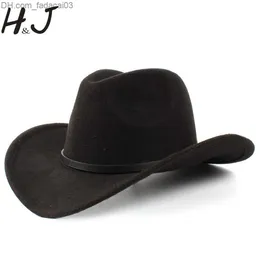 Bonés de bola 2 chapéu de cowboy ocidental de lã grande adequado para cavalheiros senhoras jazz cowboys com guarda-roupa de couro chapéu de igreja z230720