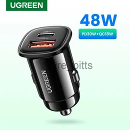 Other Batteries Chargers UGREEN Car Charger 30W PD Quick Charge QC4.0 3.0 SCP Type C Fast USB Car Charger For iPhone 14 13 12 Xiaomi Mobile Phone Charger x0720