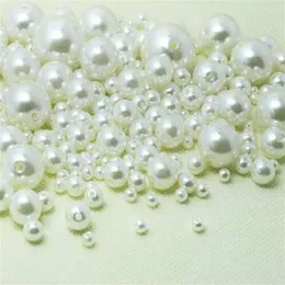 1000pcs Lot elfenben abs faux pärlpärlor avståndslösa pärlor 4mm 8mm 10mm 12mm juveler accessorie för diy tillverkning279k