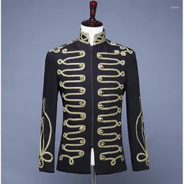 Mäns kostymer Steampunk Military Drummer Blazer Jacket Stand Collar dragkedja Punk Gothic Parade Men Prom Vintage Suit Male