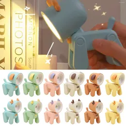 Bordslampor mini led Kawaii skrivbordslampa uppladdningsbar tecknad läsning nattljus justerbar vinkel hem rumsdekor söt hund/hjort julklapp