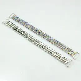 CJSIR 10st 3ROWS Full Crystal AB Rhinestone Bikini Connectors Buckle Silver Metal Chain för simning BIKINI DECORATION DECOR251E