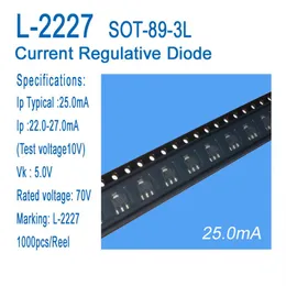 CRD Diodo regulador de corrente L-2227 SOT-89-3L Aplicação para lâmpada fluorescente LED Lâmpada LED produtos de pequena potência 287N