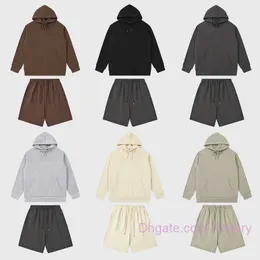 Erkek yüksek kaliteli kapüşonlu eşofman gündelik sweater sweatshirt hoodies gömlek pantolon düz renkli erkek ve kadın çift şort iki parça set